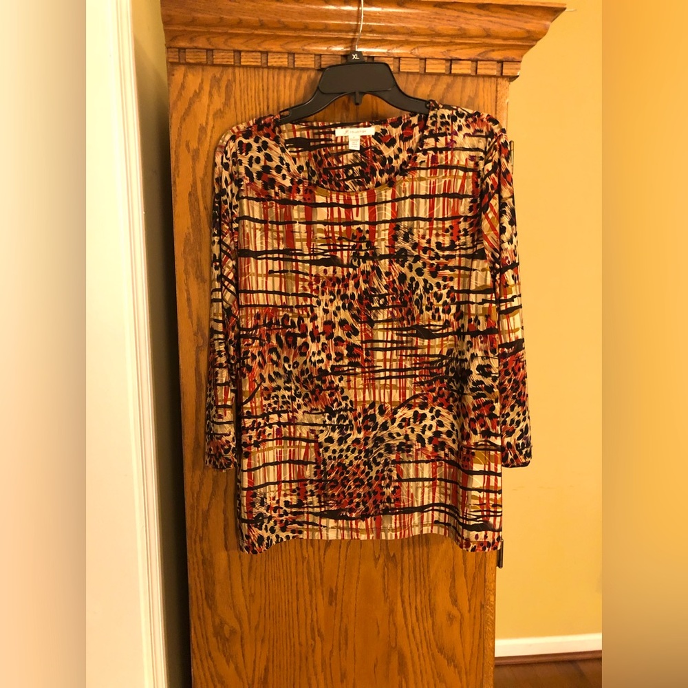 Animal print long sleeve shirt. Silky material.